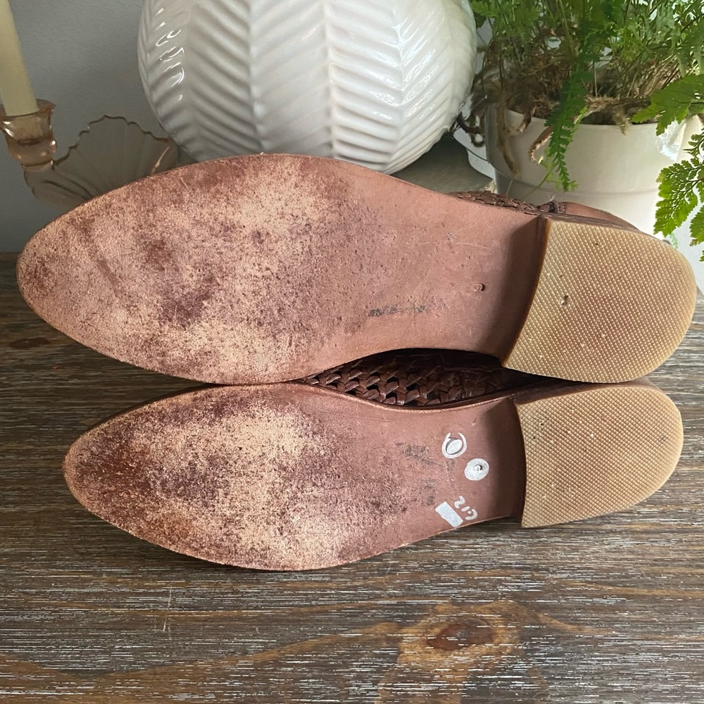 Roan by Bed|Stu Boho Retro Perforated Ankle Booties Shoes Womens 9 Tan Brown‎ - Picture 9 of 12